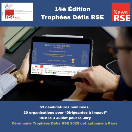 Visuel de la 14ème édition des Trophées Défis RSE 2025